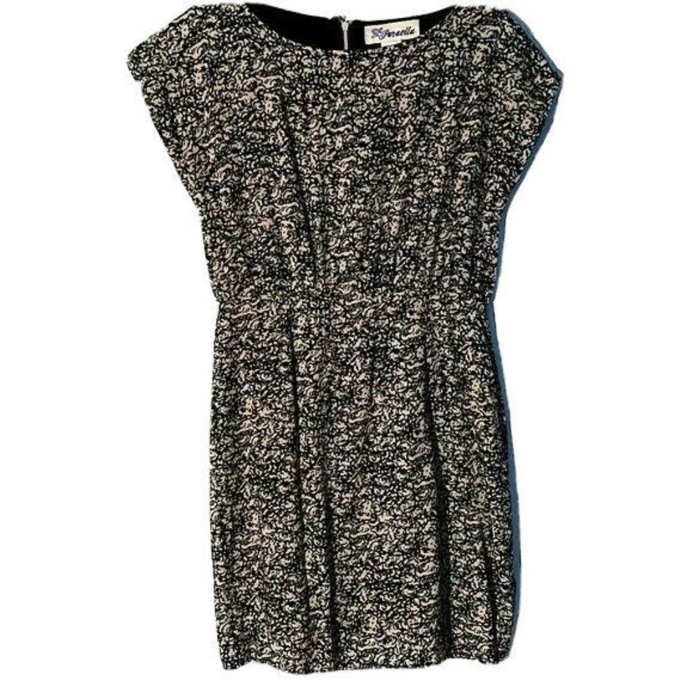 Paraella Brown Floral Short-Sleeve A-Line Mini Dress